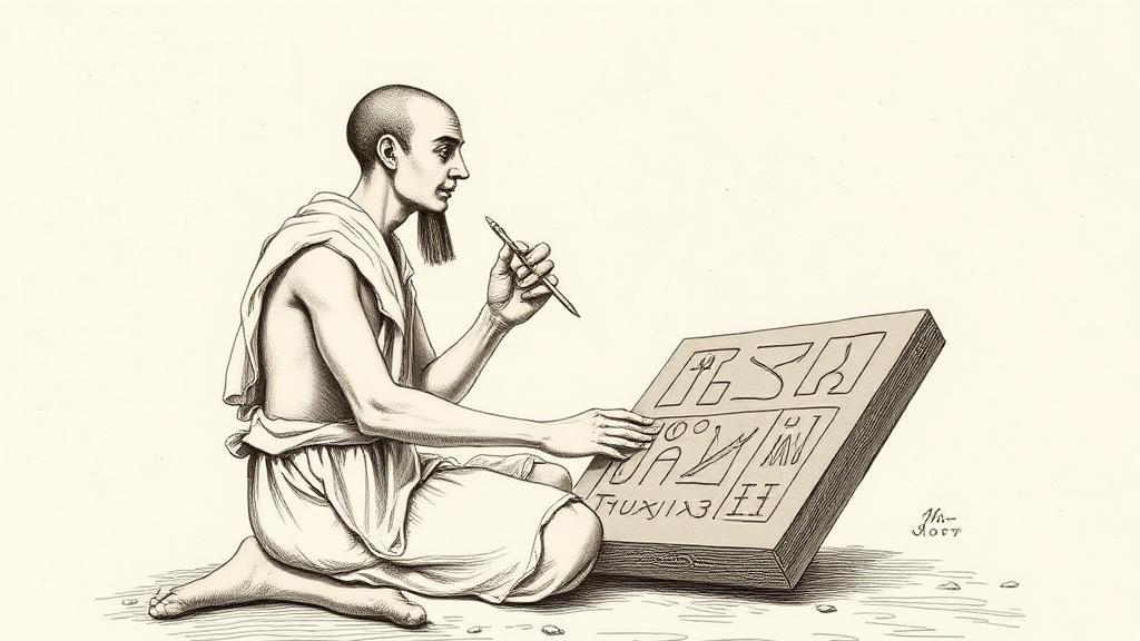 Egyptian hieroglyphs, or how language learned to last